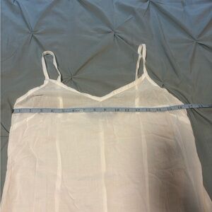 Johnny Was semi sheer white slip dress.